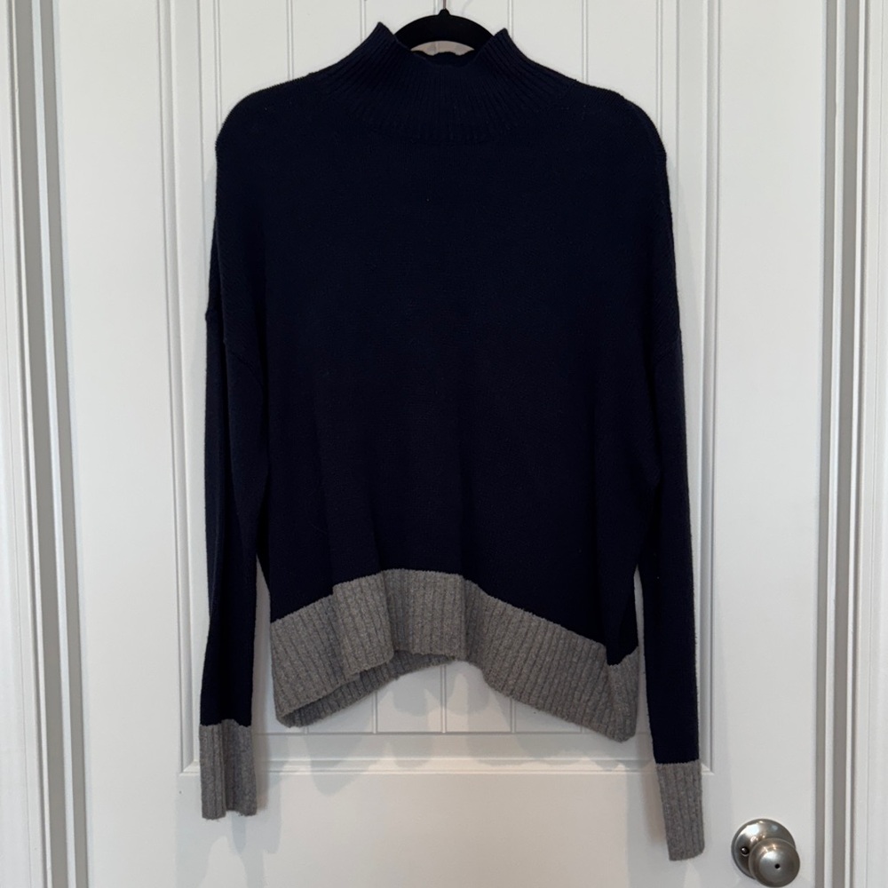 LOFT Navy and Gray Turtleneck Sweater